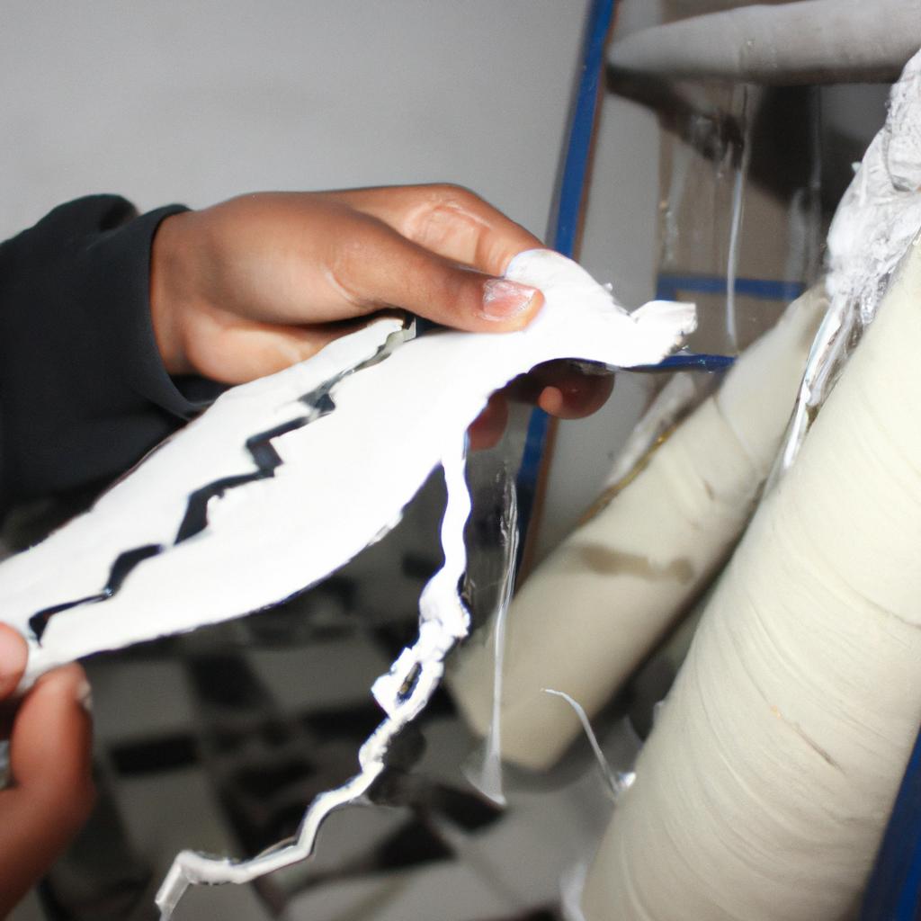 Person working with textile fibers